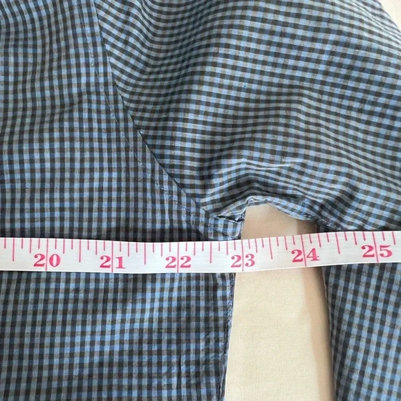 Theory Shirt Mens Blue Checker Plaid Long Sleeve Button Up Casual Size M - Picture 6 of 11